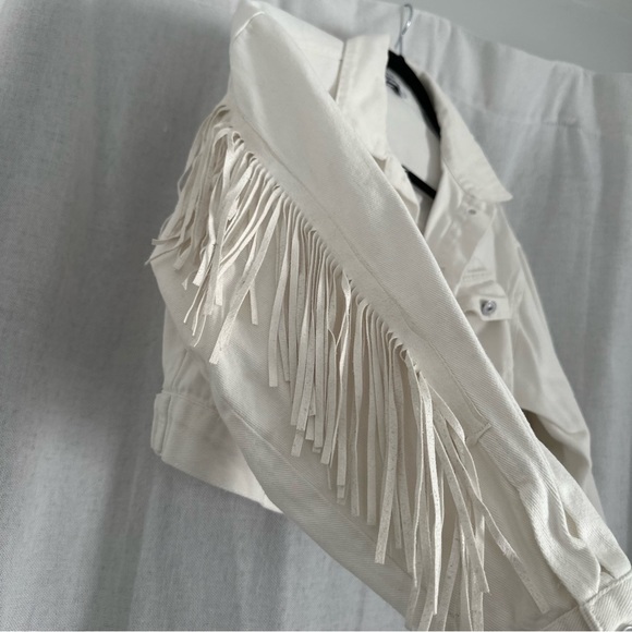 White Fringe Denim Jacket - Picture 7 of 8